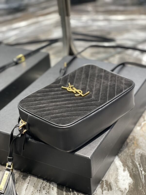 [REP 1:1] Saint Laurent Lou Camera Bag Black With Gold Hardware For Women 9in/23cm YSL 612544C4BW71000