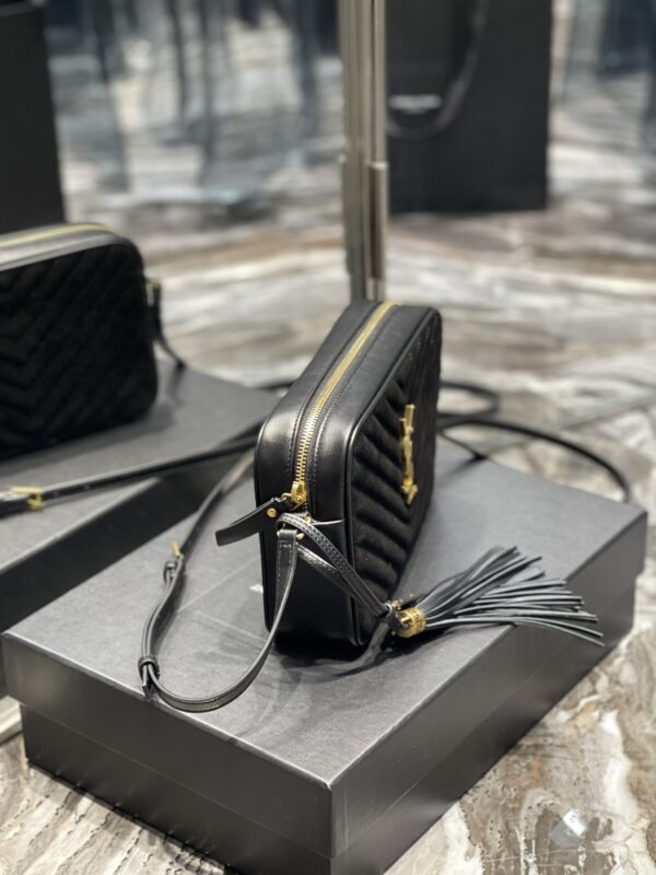 [REP 1:1] Saint Laurent Lou Camera Bag Black With Gold Hardware For Women 9in/23cm YSL 612544C4BW71000