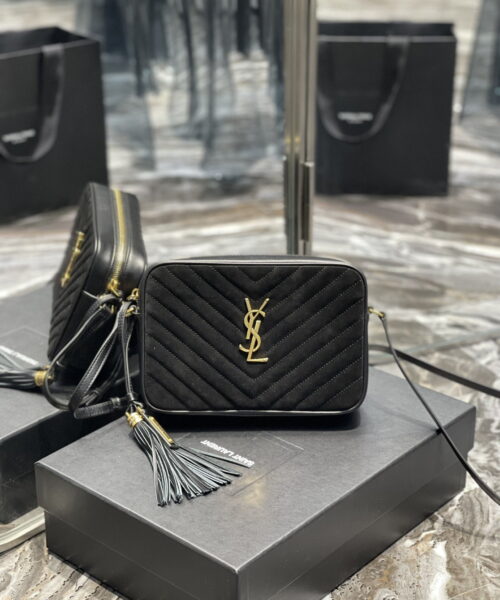 [REP 1:1] Saint Laurent Lou Camera Bag Black With Gold Hardware For Women 9in/23cm YSL 612544C4BW71000