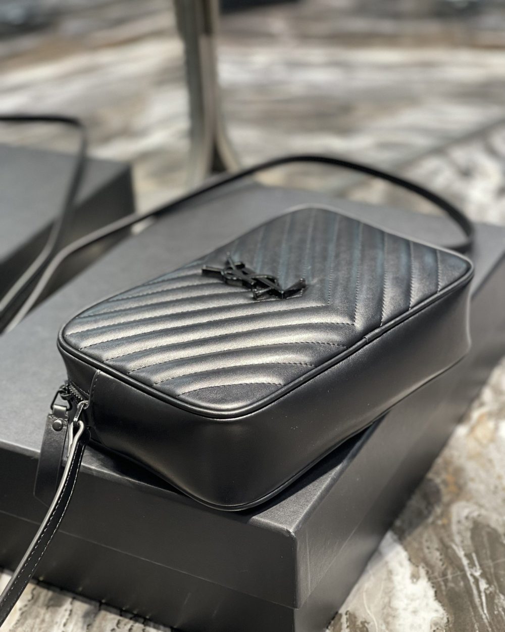 [REP 1:1] Saint Laurent Lou Camera Bag Black With Metal Hardware For Women 9in/23cm YSL 612544DV7081000