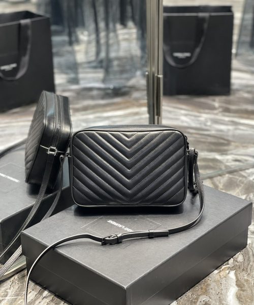 [REP 1:1] Saint Laurent Lou Camera Bag Black With Metal Hardware For Women 9in/23cm YSL 612544DV7081000