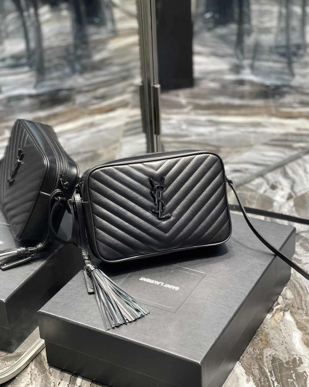[REP 1:1] Saint Laurent Lou Camera Bag Black With Metal Hardware For Women 9in/23cm YSL 612544DV7081000
