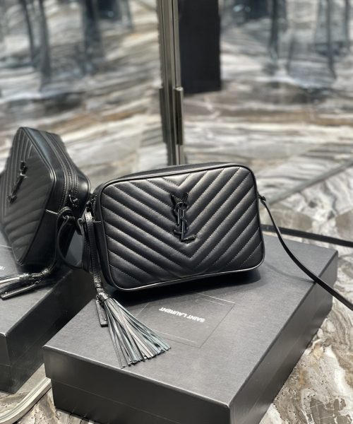 [REP 1:1] Saint Laurent Lou Camera Bag Black With Metal Hardware For Women 9in/23cm YSL 612544DV7081000