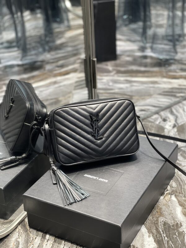[REP 1:1] Saint Laurent Lou Camera Bag Black With Metal Hardware For Women 9in/23cm YSL 612544DV7081000