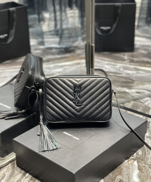[REP 1:1] Saint Laurent Lou Camera Bag Black With Metal Hardware For Women 9in/23cm YSL 612544DV7081000