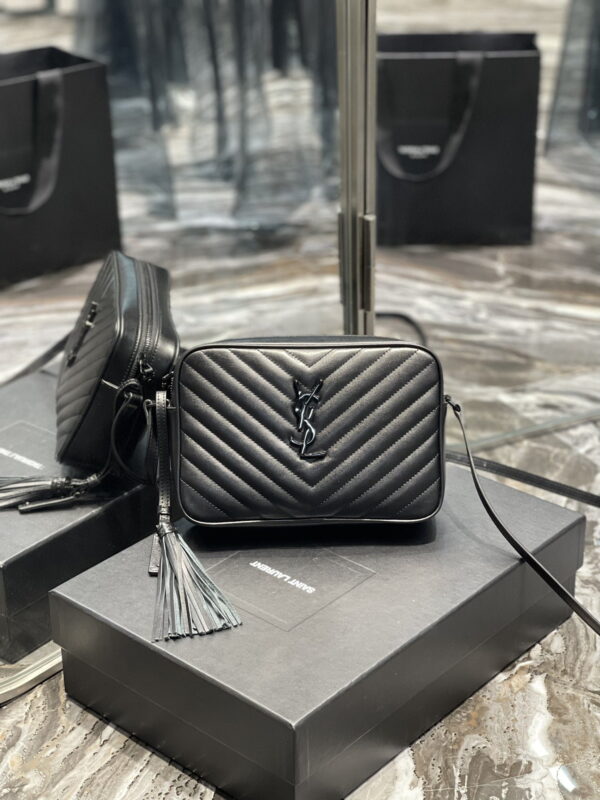 [REP 1:1] Saint Laurent Lou Camera Bag Black With Metal Hardware For Women 9in/23cm YSL 612544DV7081000