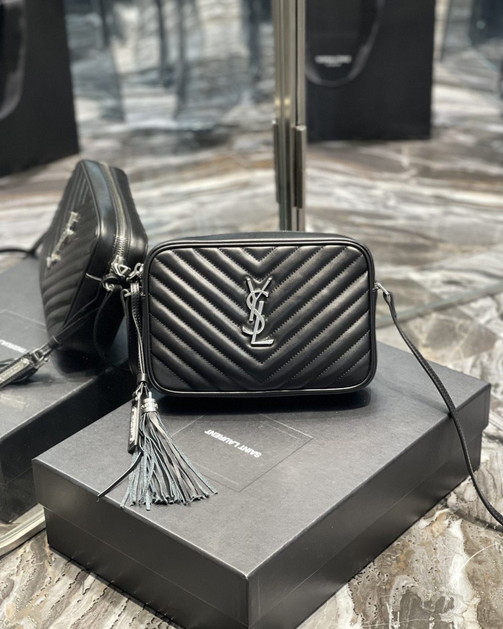 [REP 1:1] Saint Laurent Lou Camera Bag Black With Silver Toned Hardware For Women 9in/23cm YSL 612544DV7041000
