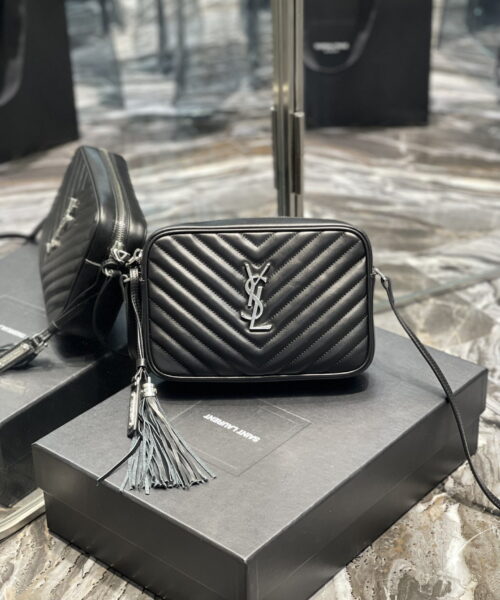 [REP 1:1] Saint Laurent Lou Camera Bag Black With Silver Toned Hardware For Women 9in/23cm YSL 612544DV7041000