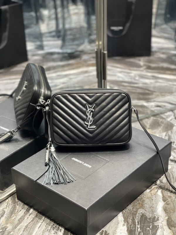 [REP 1:1] Saint Laurent Lou Camera Bag Black With Silver Toned Hardware For Women 9in/23cm YSL 612544DV7041000