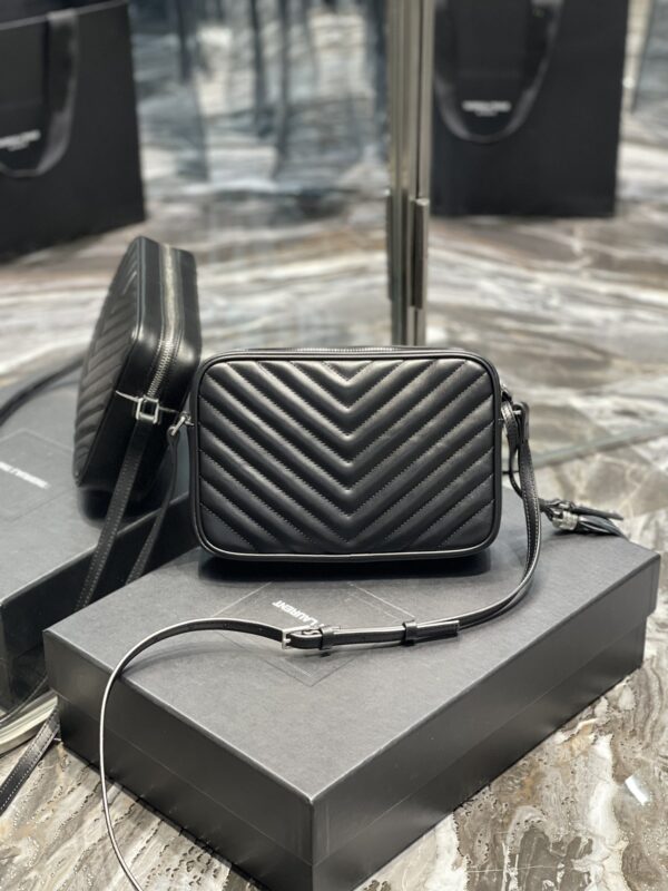 [REP 1:1] Saint Laurent Lou Camera Bag Black With Silver Toned Hardware For Women 9in/23cm YSL 612544DV7041000
