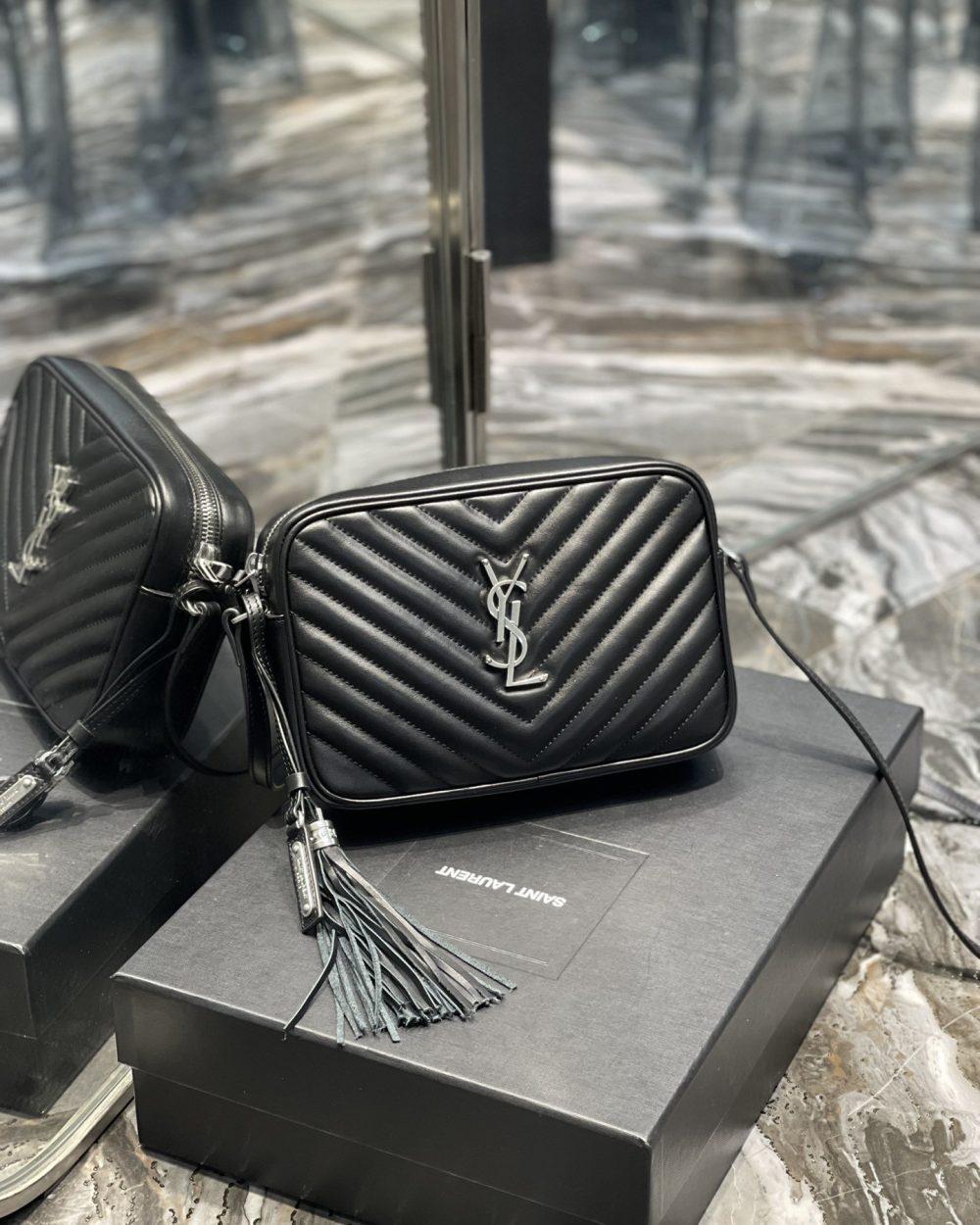 [REP 1:1] Saint Laurent Lou Camera Bag Black With Silver Toned Hardware For Women 9in/23cm YSL 612544DV7041000