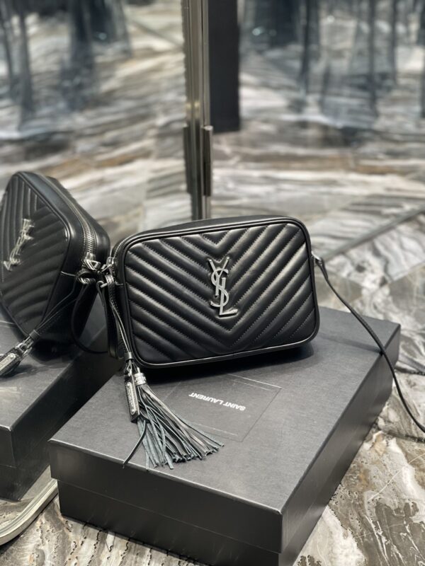 [REP 1:1] Saint Laurent Lou Camera Bag Black With Silver Toned Hardware For Women 9in/23cm YSL 612544DV7041000