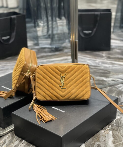 [REP 1:1] Saint Laurent Lou Camera Bag Brown With Gold Toned Hardware For Women 9in/23cm YSL 6125441S7R77761