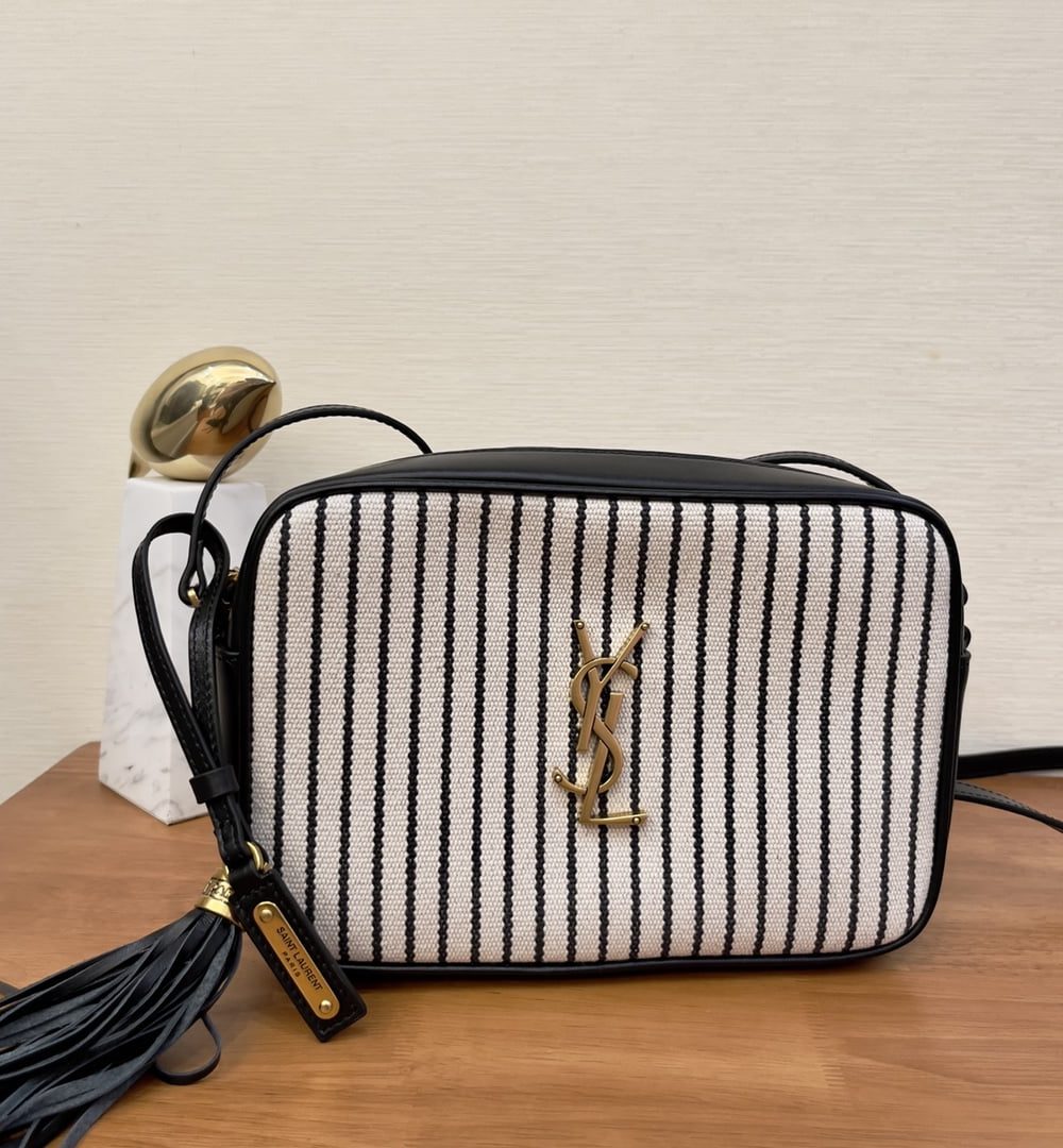 [REP 1:1] Saint Laurent Lou Camera Bag In Canvas Black And White For Women 9in/23cm YSL 612542FAACG9583