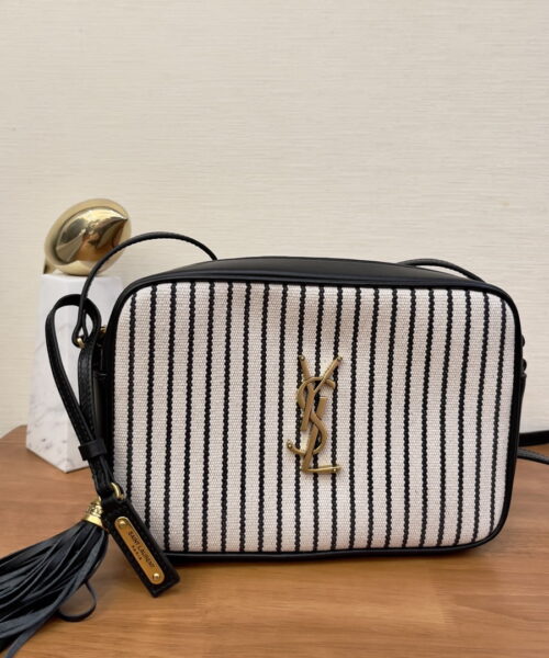 [REP 1:1] Saint Laurent Lou Camera Bag In Canvas Black And White For Women 9in/23cm YSL 612542FAACG9583