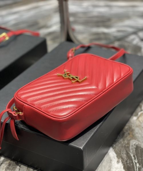 [REP 1:1] Saint Laurent Lou Camera Bag Red With Gold Toned Hardware For Women 9in/23cm YSL 612544DV7076008