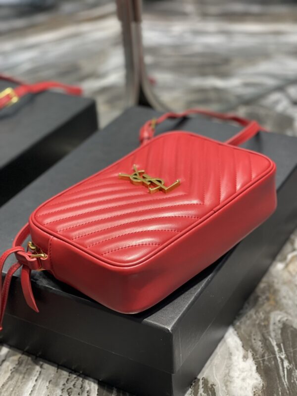 [REP 1:1] Saint Laurent Lou Camera Bag Red With Gold Toned Hardware For Women 9in/23cm YSL 612544DV7076008