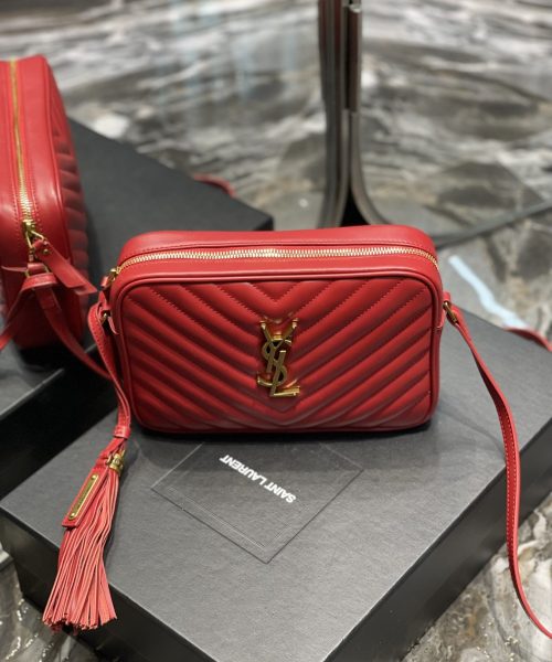 [REP 1:1] Saint Laurent Lou Camera Bag Red With Gold Toned Hardware For Women 9in/23cm YSL 612544DV7076008