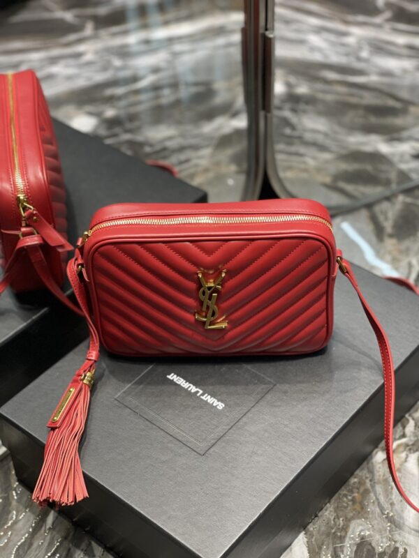 [REP 1:1] Saint Laurent Lou Camera Bag Red With Gold Toned Hardware For Women 9in/23cm YSL 612544DV7076008