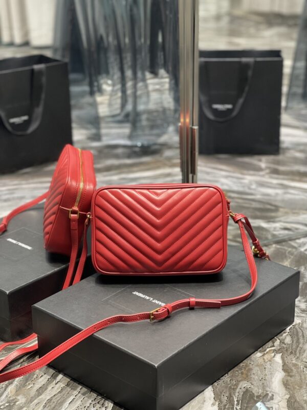 [REP 1:1] Saint Laurent Lou Camera Bag Red With Gold Toned Hardware For Women 9in/23cm YSL 612544DV7076008