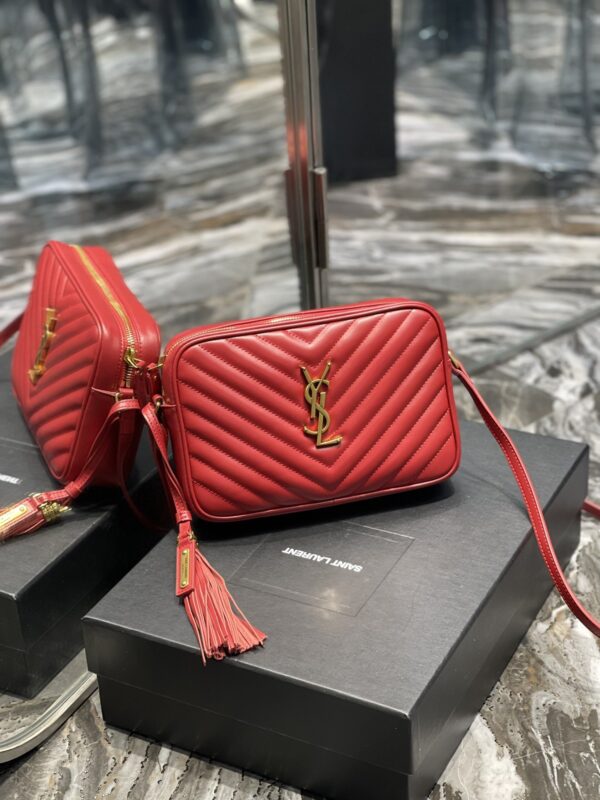 [REP 1:1] Saint Laurent Lou Camera Bag Red With Gold Toned Hardware For Women 9in/23cm YSL 612544DV7076008