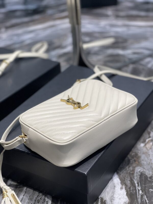 [REP 1:1] Saint Laurent Lou Camera Bag White With Gold Toned Hardware For Women 9in/23cm YSL 612544DV7079207