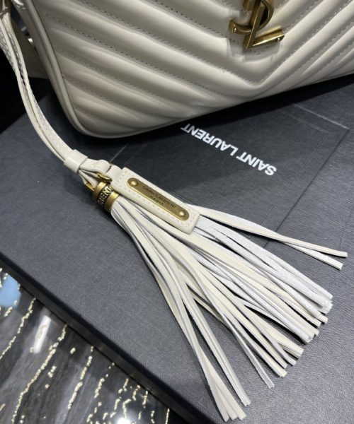 [REP 1:1] Saint Laurent Lou Camera Bag White With Gold Toned Hardware For Women 9in/23cm YSL 612544DV7079207