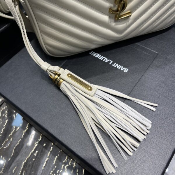 [REP 1:1] Saint Laurent Lou Camera Bag White With Gold Toned Hardware For Women 9in/23cm YSL 612544DV7079207