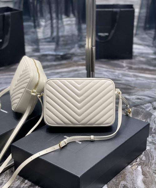 [REP 1:1] Saint Laurent Lou Camera Bag White With Gold Toned Hardware For Women 9in/23cm YSL 612544DV7079207