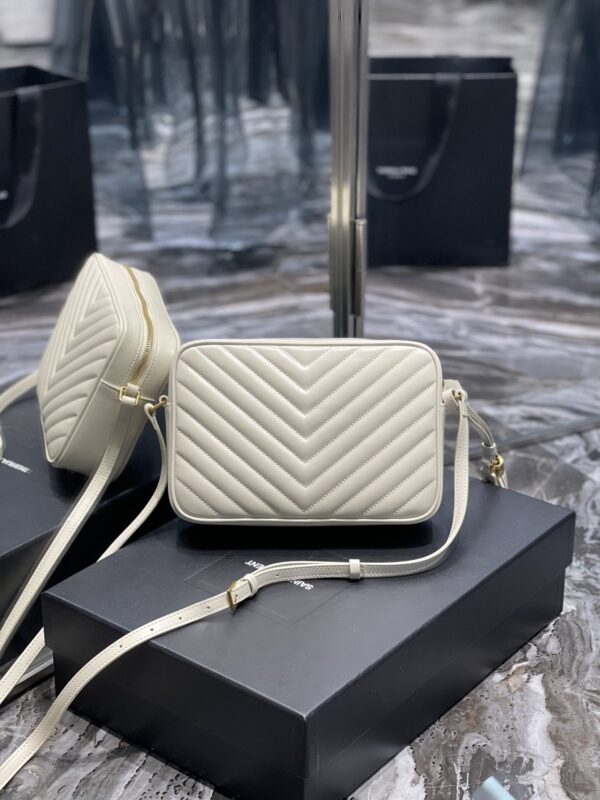[REP 1:1] Saint Laurent Lou Camera Bag White With Gold Toned Hardware For Women 9in/23cm YSL 612544DV7079207