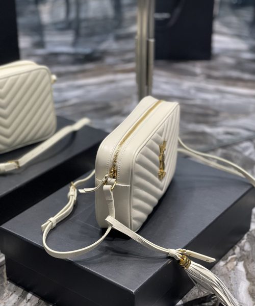 [REP 1:1] Saint Laurent Lou Camera Bag White With Gold Toned Hardware For Women 9in/23cm YSL 612544DV7079207