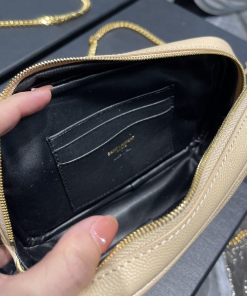 [REP 1:1] Saint Laurent Lou Mini Bag Beige In Quilted Grain De Poudre With Gold Hardware For Women 7.4in/19cm YSl 6125791GF012721
