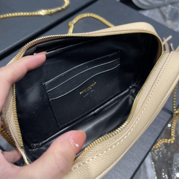 [REP 1:1] Saint Laurent Lou Mini Bag Beige In Quilted Grain De Poudre With Gold Hardware For Women 7.4in/19cm YSl 6125791GF012721