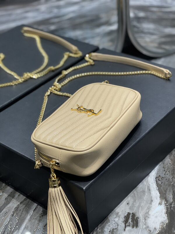 [REP 1:1] Saint Laurent Lou Mini Bag Beige In Quilted Grain De Poudre With Gold Hardware For Women 7.4in/19cm YSl 6125791GF012721