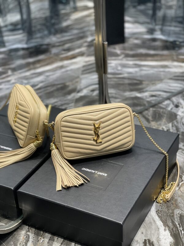 [REP 1:1] Saint Laurent Lou Mini Bag Beige In Quilted Grain De Poudre With Gold Hardware For Women 7.4in/19cm YSl 6125791GF012721