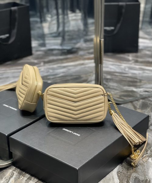 [REP 1:1] Saint Laurent Lou Mini Bag Beige In Quilted Grain De Poudre With Gold Hardware For Women 7.4in/19cm YSl 6125791GF012721