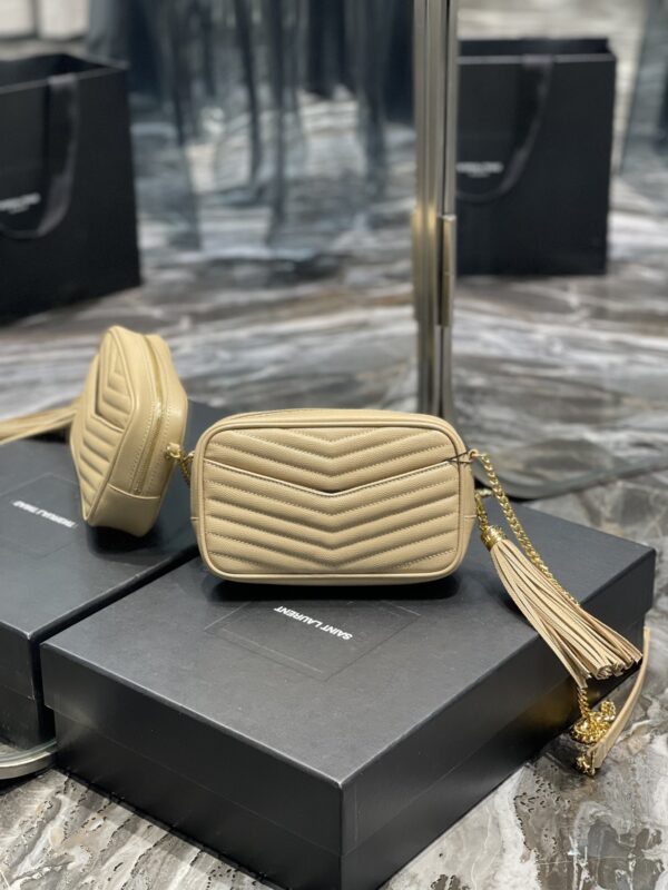 [REP 1:1] Saint Laurent Lou Mini Bag Beige In Quilted Grain De Poudre With Gold Hardware For Women 7.4in/19cm YSl 6125791GF012721