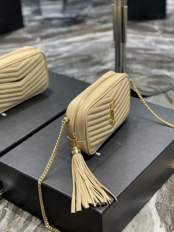 [REP 1:1] Saint Laurent Lou Mini Bag Beige In Quilted Grain De Poudre With Gold Hardware For Women 7.4in/19cm YSl 6125791GF012721