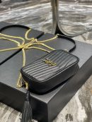 [REP 1:1] Saint Laurent Lou Mini Bag Black In Quilted Grain De Poudre With Gold Hardware For Women 7.4in/19cm YSl 6125791GF011000