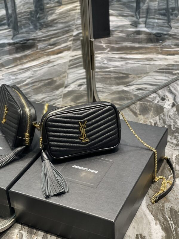 [REP 1:1] Saint Laurent Lou Mini Bag Black In Quilted Grain De Poudre With Gold Hardware For Women 7.4in/19cm YSl 6125791GF011000