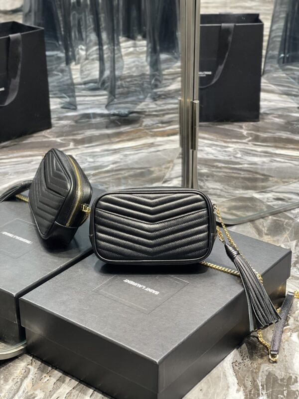 [REP 1:1] Saint Laurent Lou Mini Bag Black In Quilted Grain De Poudre With Gold Hardware For Women 7.4in/19cm YSl 6125791GF011000