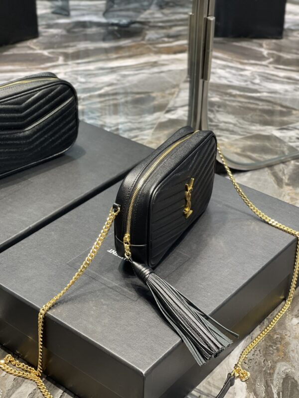[REP 1:1] Saint Laurent Lou Mini Bag Black In Quilted Grain De Poudre With Gold Hardware For Women 7.4in/19cm YSl 6125791GF011000