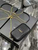 [REP 1:1] Saint Laurent Lou Mini Bag Black In Quilted Grain De Poudre With Gold Hardware For Women 7.4in/19cm YSl 6125791GF011000