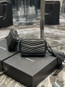 [REP 1:1] Saint Laurent Lou Mini Bag Black In Quilted Grain De Poudre With Metal Toned Hardware For Women 7.4in/19cm YSl 6125791GF081000
