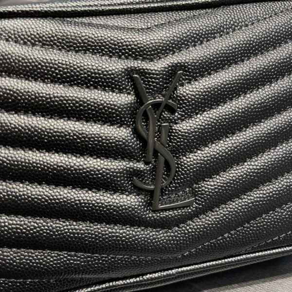 [REP 1:1] Saint Laurent Lou Mini Bag Black In Quilted Grain De Poudre With Metal Toned Hardware For Women 7.4in/19cm YSl 6125791GF081000