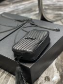 [REP 1:1] Saint Laurent Lou Mini Bag Black In Quilted Grain De Poudre With Metal Toned Hardware For Women 7.4in/19cm YSl 6125791GF081000