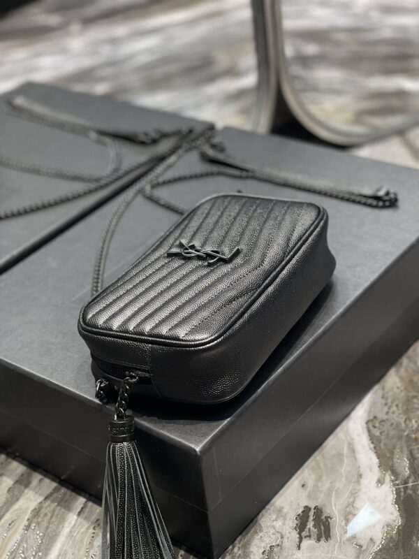 [REP 1:1] Saint Laurent Lou Mini Bag Black In Quilted Grain De Poudre With Metal Toned Hardware For Women 7.4in/19cm YSl 6125791GF081000