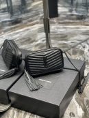 [REP 1:1] Saint Laurent Lou Mini Bag Black In Quilted Grain De Poudre With Metal Toned Hardware For Women 7.4in/19cm YSl 6125791GF081000