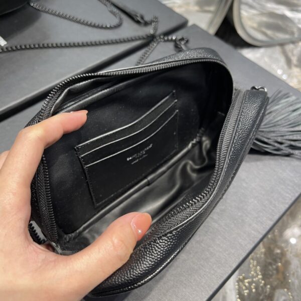 [REP 1:1] Saint Laurent Lou Mini Bag Black In Quilted Grain De Poudre With Metal Toned Hardware For Women 7.4in/19cm YSl 6125791GF081000
