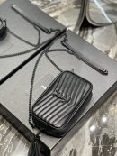 [REP 1:1] Saint Laurent Lou Mini Bag Black In Quilted Grain De Poudre With Metal Toned Hardware For Women 7.4in/19cm YSl 6125791GF081000